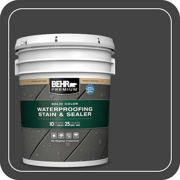 5 gal. #S-H-790 Black Suede Solid Color Waterproofing Exterior Wood Stain and Sealer