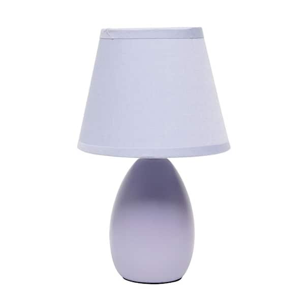 Simple Designs 9.45 in. Purple Oval Egg Ceramic Mini Table Lamp