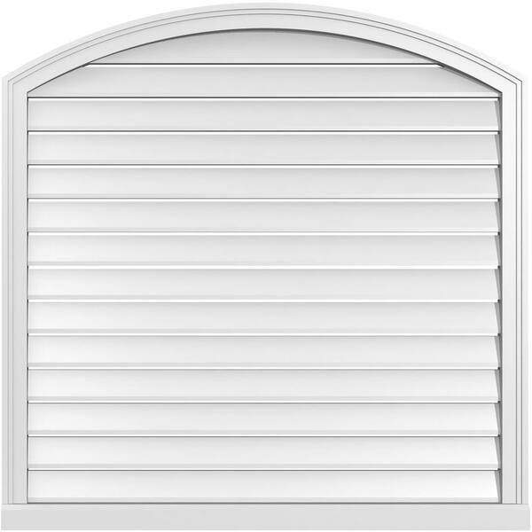 Ekena Millwork 40 in. x 42 in. Arch Top Surface Mount PVC Gable Vent: Decorative with Brickmould Sill Frame