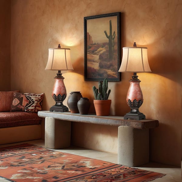 Set of 2 Farmhouse Rustic Table Lamps, 3-Color Temperature Dimmable for Bedroom and Living Room Western Decor