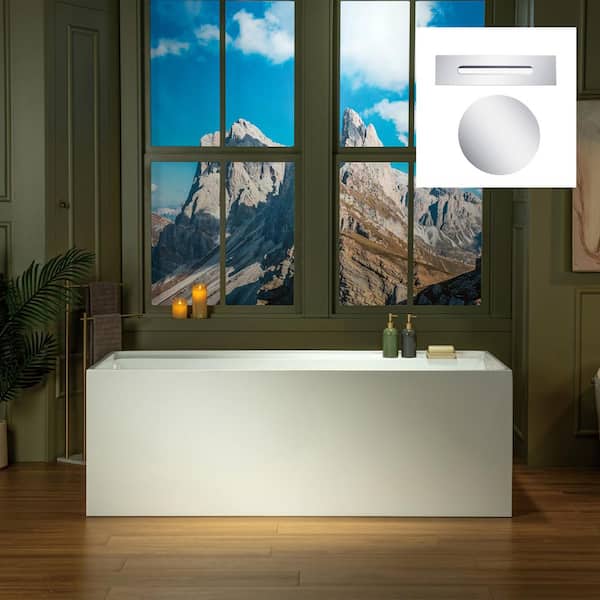 WOODBRIDGE 67 in. x 31.5 in. Soaking Bathtub with Reversible Drain in White with Polished Chrome