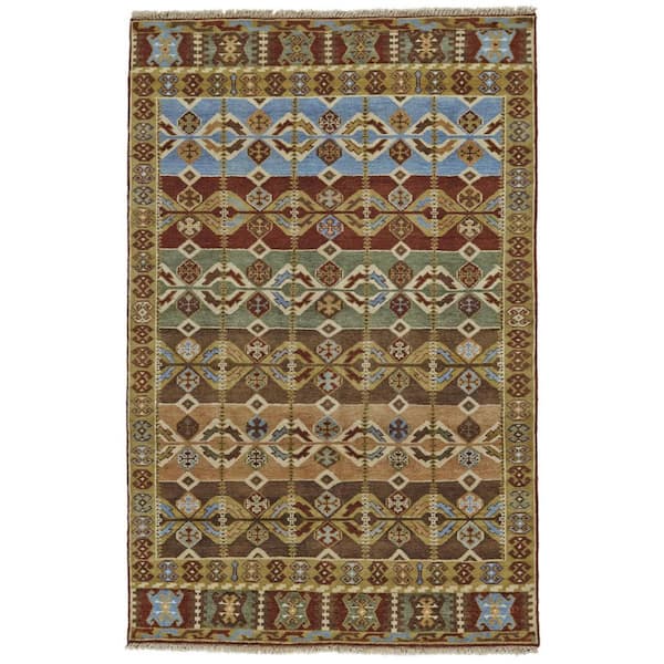 2 ft. x 3 ft. Red, Blue, Brown Abstract Area Rug
