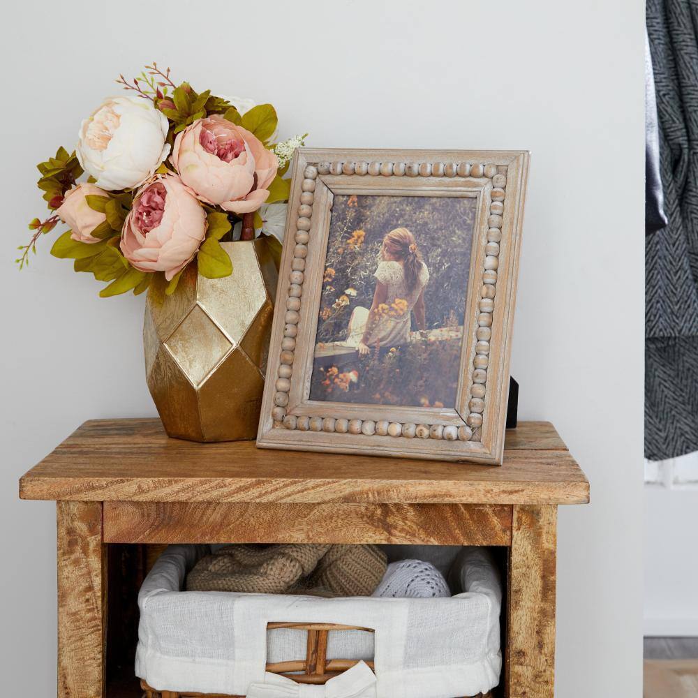 Light Brown Beaded Wood 6" x 8" Photo Frame