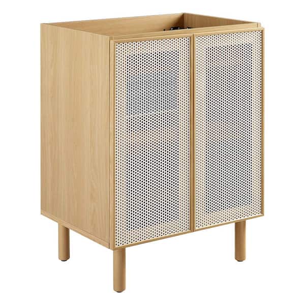 MODWAY Calla 24 in. Perforated Bath Vanity Cabinet without Top in Oak Unassembled