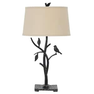 29 in. Tan Metal Table Lamp with Tan Empire Shade