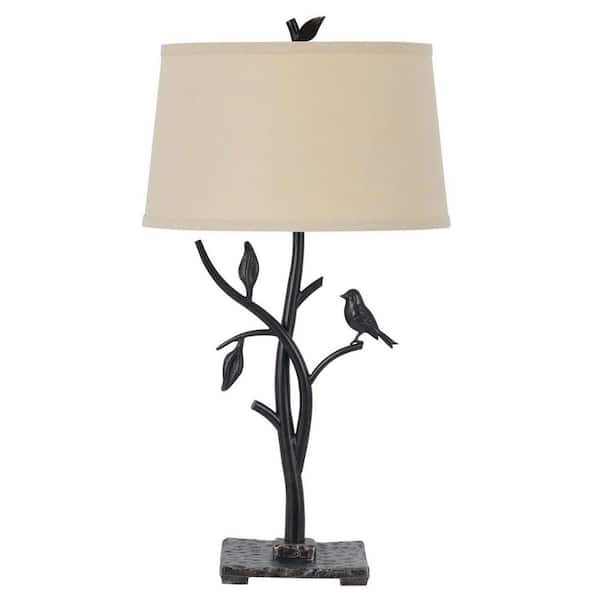 HomeRoots 29 in. Tan Metal Table Lamp with Tan Empire Shade