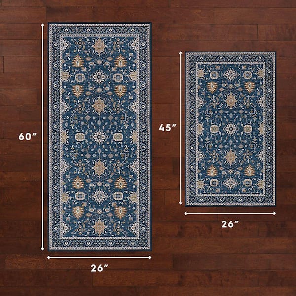 Laura Ashley Aure Chenille Blue 2 ft. x 5 ft. Woven Floral
