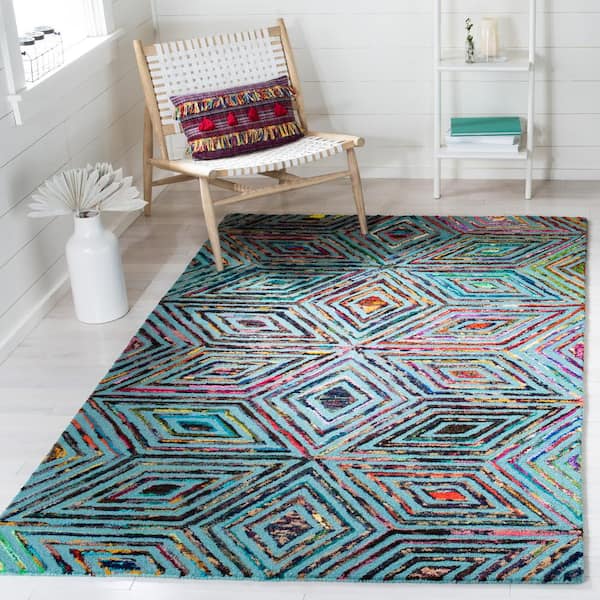Nantucket Blue Doormat 2 ft. x 3 ft. Geometric Area Rug
