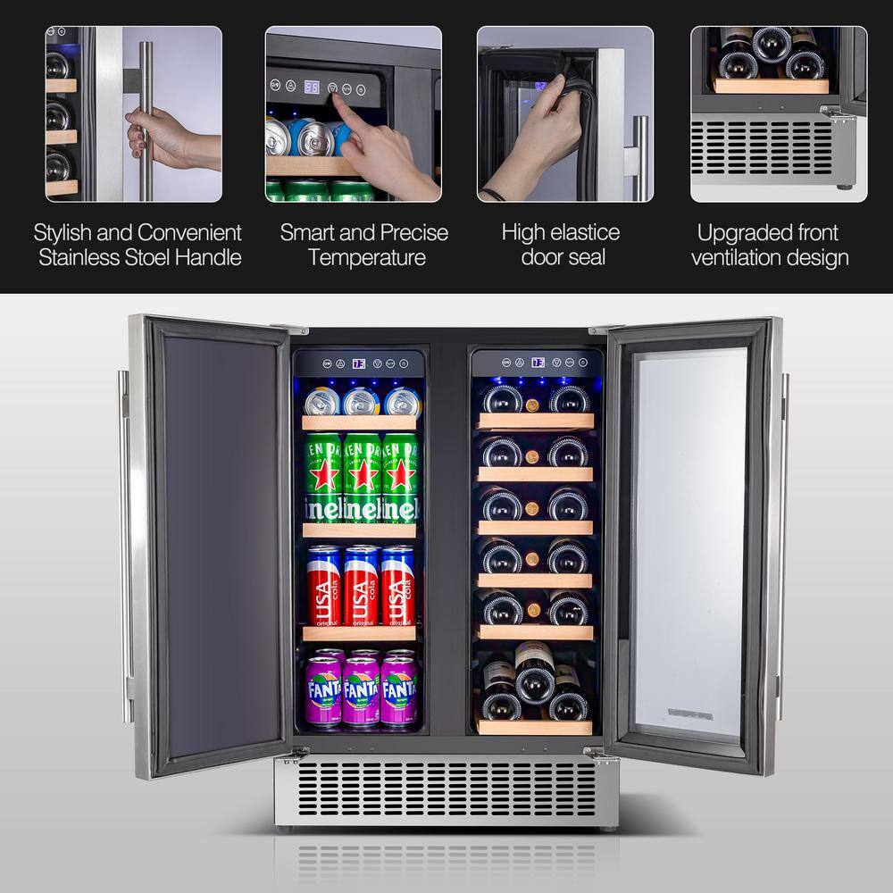 24-Inch Stainless Steel Dual Zone Beverage and Wine Cooler