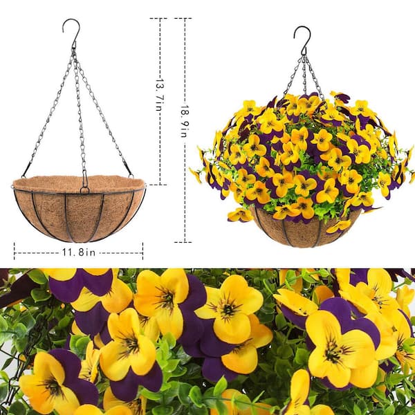 18.9 in. Purple Yellow Other Indoor/Outdoor Hanging Artificial