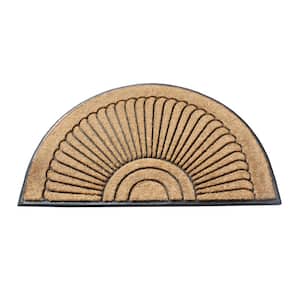 A1HC First Impression Sunburst Half Moon Tapered Edge 30 in. x 48 in. Rubber and Coir Door Mat