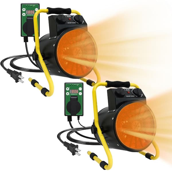 Greenhouse Heater with Thermostat 1500 W Electric Indoor/Outdoor Ceramic Space Heater with Overheat Protection, 2 Pack