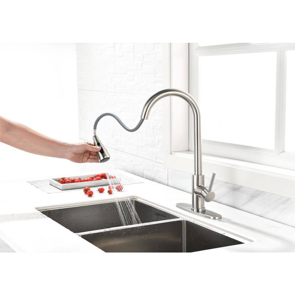 Brushed Nickel Stainless Steel Pull Down Kitchen Faucet