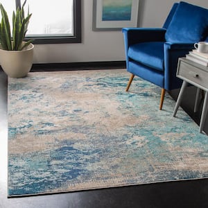 Madison Blue/Gray Doormat 2 ft. x 4 ft. Abstract Gradient Area Rug
