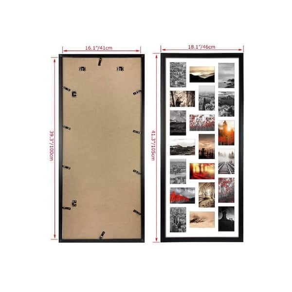 Set of 2) 20 Opening 4 in. x 6 in. Black Wood Hanging Collage