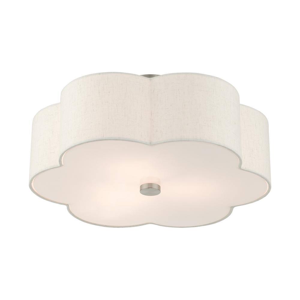 Solstice French Country Chic 3-Light Brushed Nickel Semi-Flush Mount