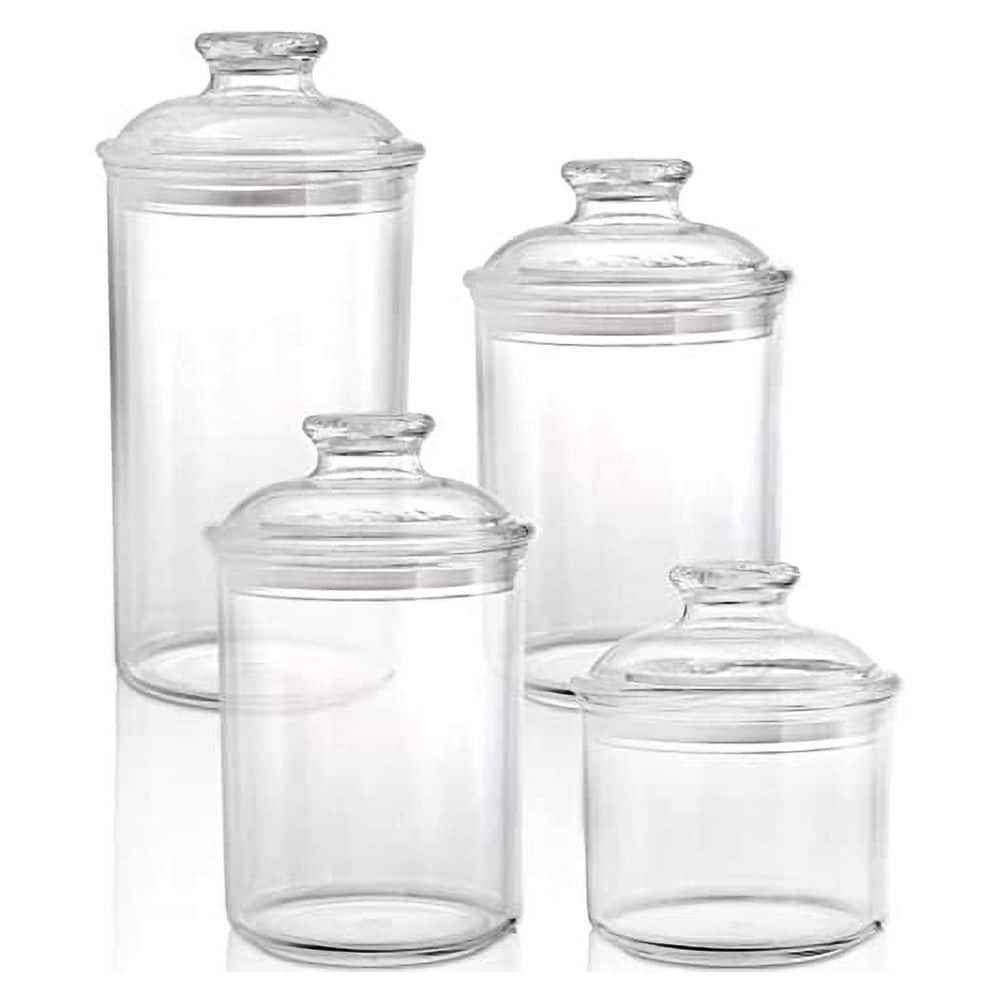 4-Pieces Clear Plastic Apothecary Jars with Airtight Lid Storage Organizer Canister Bathroom Kitchen Set price history on PriceWatchPro