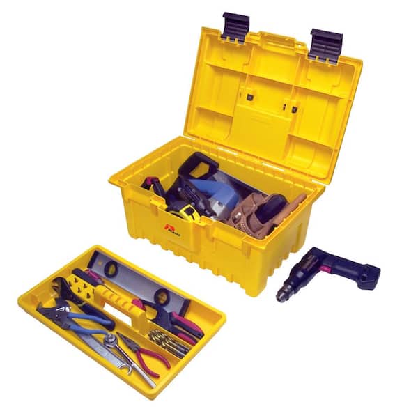 PRIVATE BRAND UNBRANDED 19 in. Plastic Portable Tool Box with Removable Tool  Tray SUMEX TB01 - The Home Depot