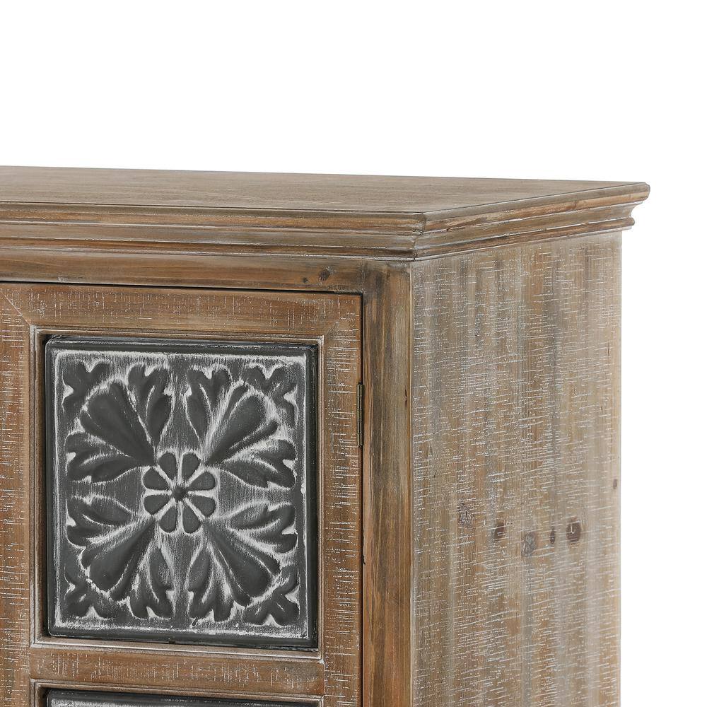 Rustic Farmhouse Wood and Metal 2-Door 2-Drawer Storage Cabinet