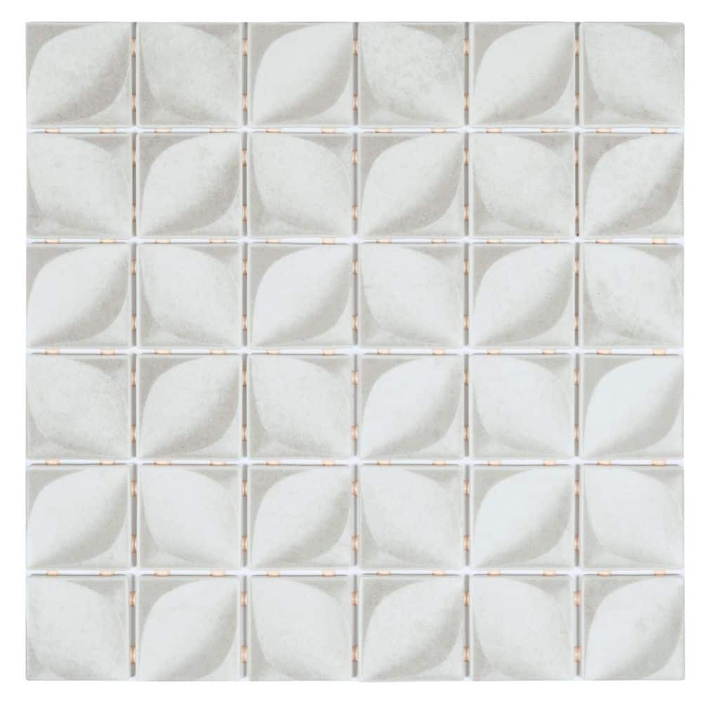 Lucenza 12x12 in. Misty Gray Matte Recycled Glass Petal Mosaic Wall and Floor Tile (10.6 sq ft/case, 10-Pack) price history on PriceWatchPro