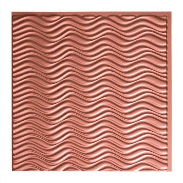 Fasade Current Horizontal - 2 ft. x 2 ft. Vinyl Glue-Up Ceiling Tile in Argent Copper
