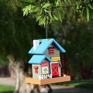 9 in. Tall Outdoor Hanging Colorful Bird Feeder, Flower Shop