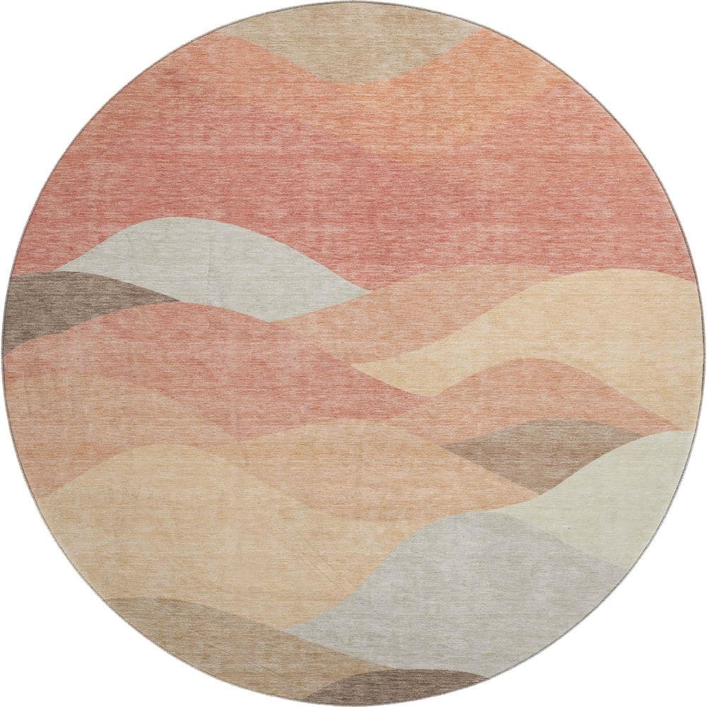 Mayfield Premium Machine Washable Abstract AMF2378 Coral 8 ft. x 8 ft. Round Rug price history on PriceWatchPro