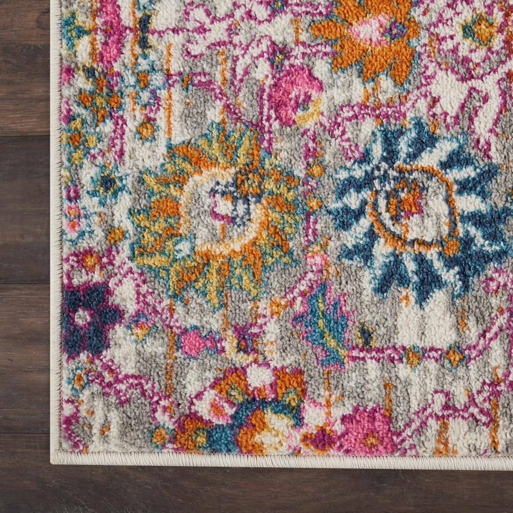 Silver Floral Bliss Reversible Synthetic Rug 6'7" x 9'6"