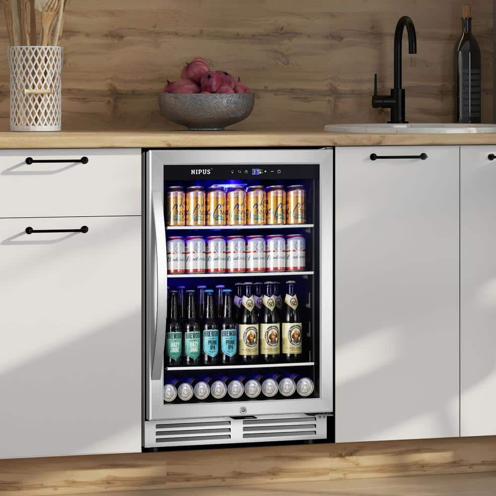 Nipus 23.42 in. Single Zone 190 Can Beverage Cooler Refrigerator Built ...