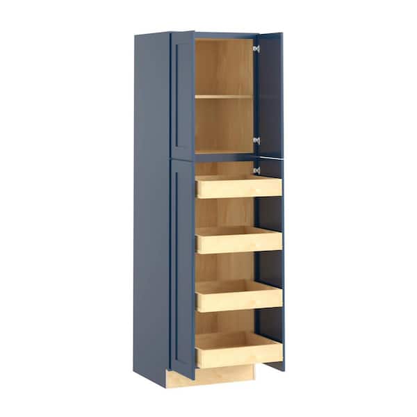 Newport 24 in. W x 24 in. D x 84 in. H Assembled Plywood Pantry Kitchen Cabinet in Mythic Blue with 4ROT Soft Close