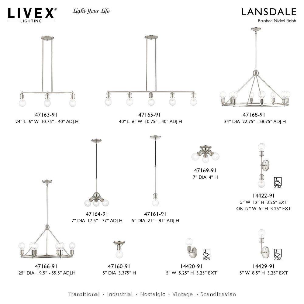 Lansdale 7" Brushed Nickel 3-Light Transitional Flush Mount