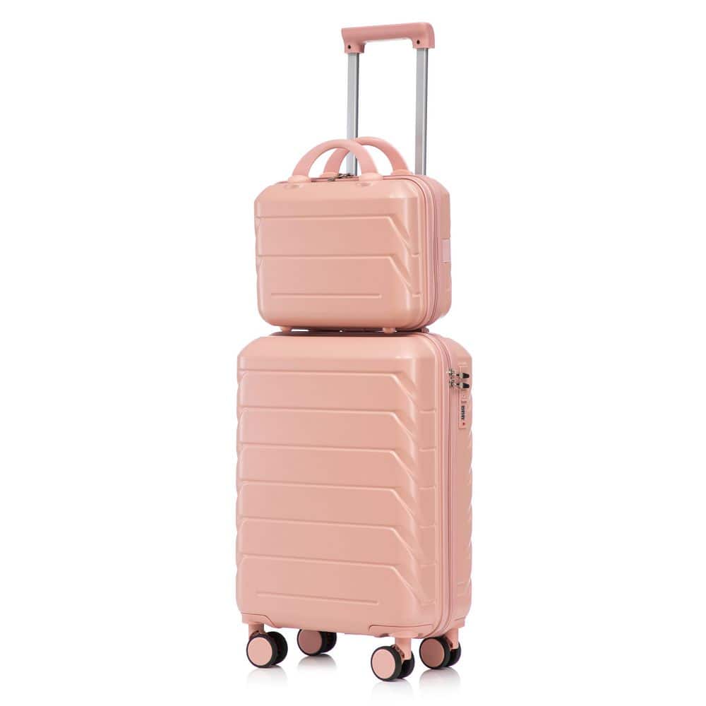 Tatahance 2-Piece 20 in. Pink ABS Hardside Spinner Luggage Set
