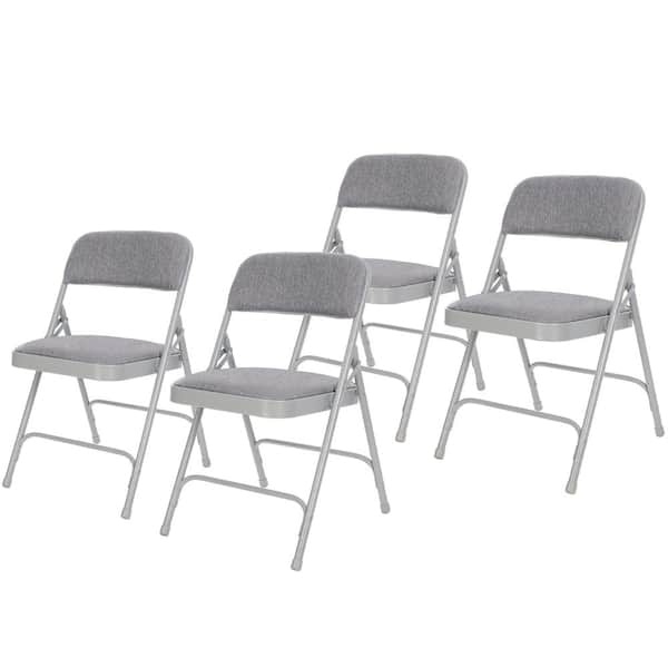 HAMPDEN FURNISHINGS Bernadine Dining Folding Chair with Fabric Seat, Grey (Pack of 4)