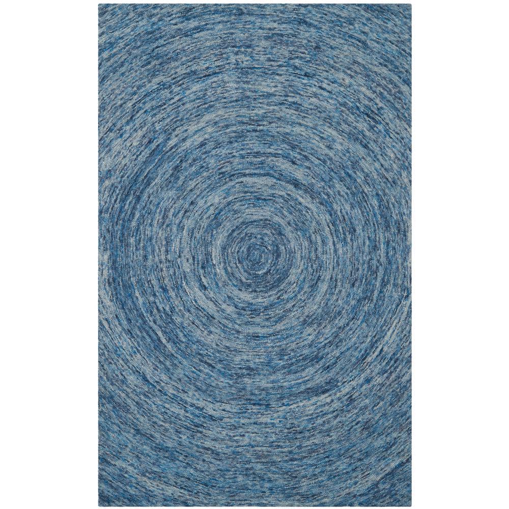 SAFAVIEH Ikat Dark Blue/Multi 4 ft. x 6 ft. Solid Area Rug -  IKT633A-4