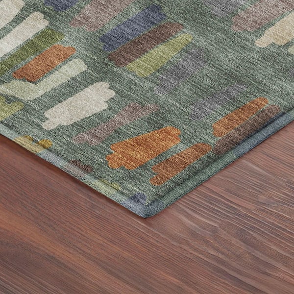 Mayfield Premium Machine Washable Abstract AMF2377 Basil 2 ft. x 3 ft. Accent Rug