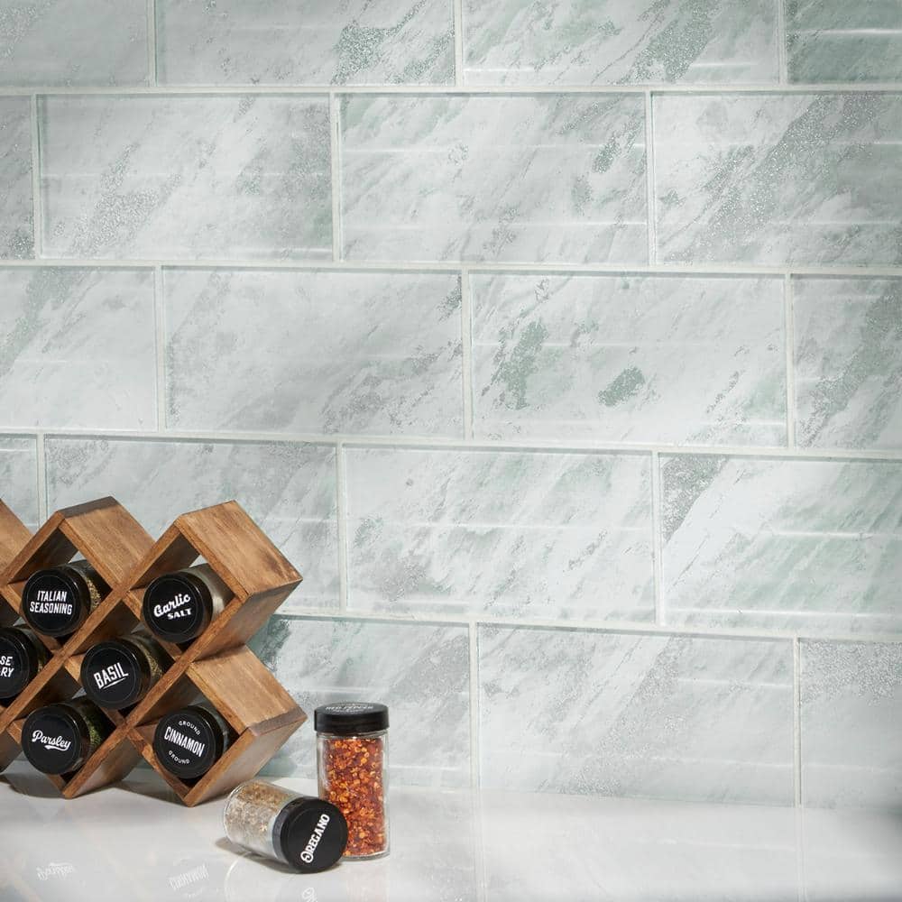 Astral Polished White Glass Rectangular Wall Tile