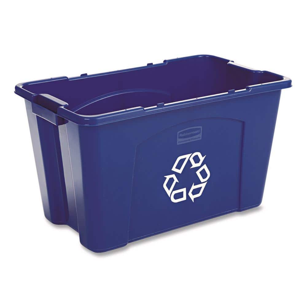 Rubbermaid Commercial Products 18 Blue Recycling Bin RCP571873BE The  Home Depot