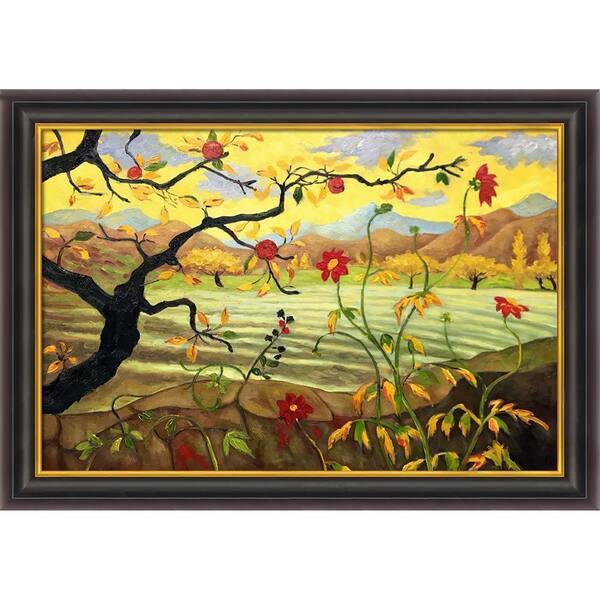 LA PASTICHE Apple Tree With Red Fruit by Paul-Elie Ranson Opulent Framed Abstract Oil Painting Art Print 30 in. x 42 in.