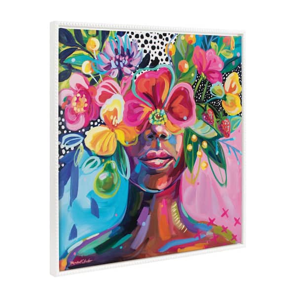 Kate and Laurel Sylvie She Was A Curious Mind 1-Piece White Framed Canvas Art Print, 30.00 in. x 30.00 in.