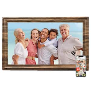 10.1 in. Brown WiFi Smart Digital Picture Frame 1280 x 800P IPS HD Touch Screen with App, 16 GB Storage, Wall Mountable