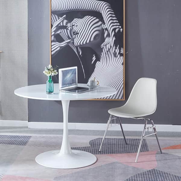 42 .12 in. White Round Wood Coffee Table