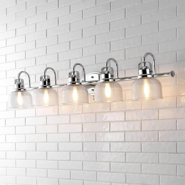 Virginia 42.75 in. 5-Light Metal/Glass LED Vanity Light, Chrome