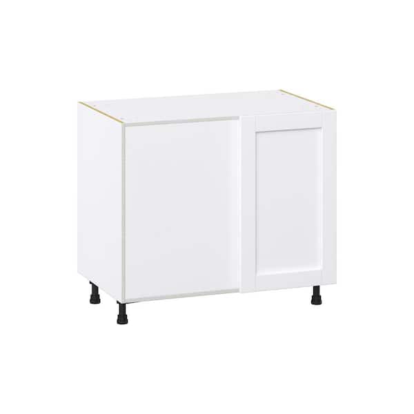 J COLLECTION Mancos Bright White Shaker Assembled Blind Corner Base Kitchen Cabinet Left Opening (39 in. W X 34.5 in. H X 24 in. D)