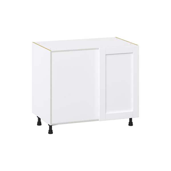 J COLLECTION Milton 39 in. W x 24 in. D x 34.5 in. H Assembled Shaker Left Blind Corner Kitchen Cabinet in Bright White