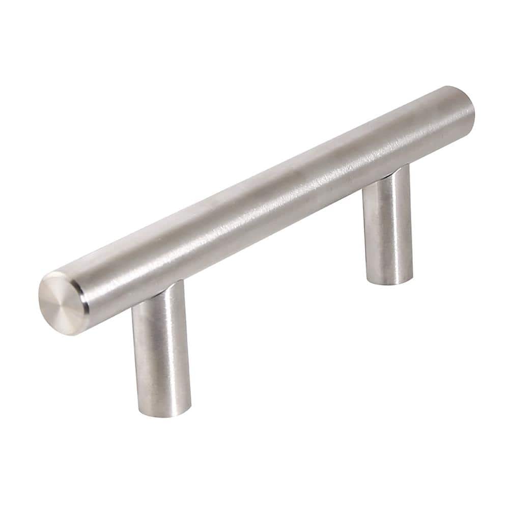 Brushed Nickel Steel Bar Drawer Pull with Mounting Hardware