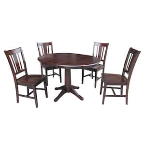 Olivia 5-Piece 36 in. Rich Mocha Extendable Solid Wood Dining Set with San Remo Chairs