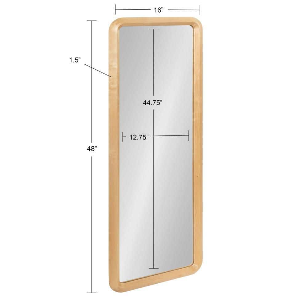 Scandinavian Mid-Century Modern Birchwood Full-Length Mirror - 16x48