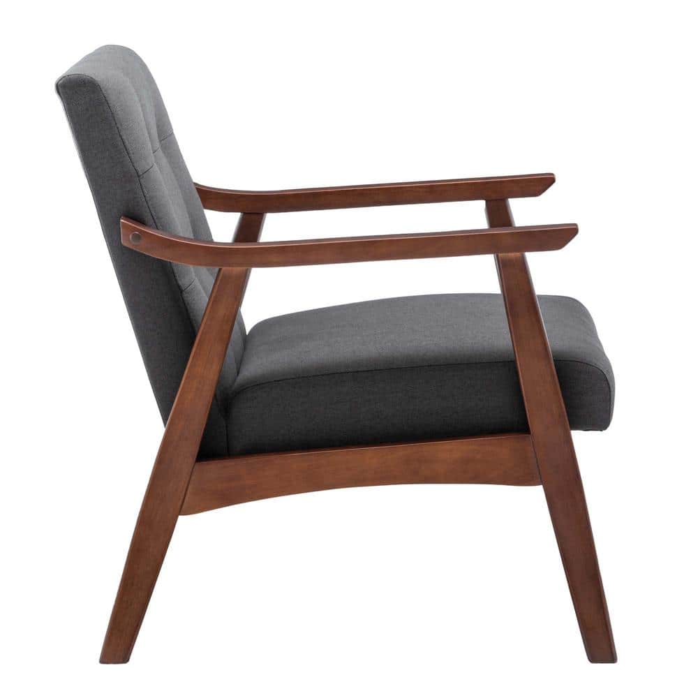 Espresso Elegance 28" Dark Gray Fabric Accent Chair