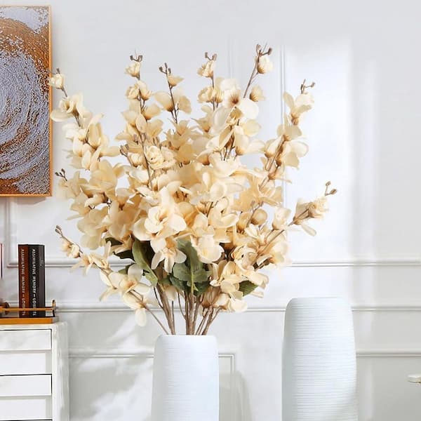 35.43 in. Beige Artificial Flower Faux Delphinium LINBQ135 - The