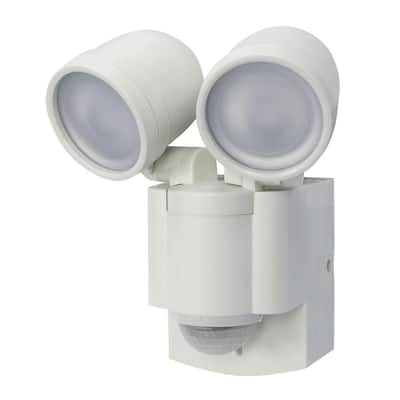 White Motion Activated Outdoor Integrated LED Twin Flood Light